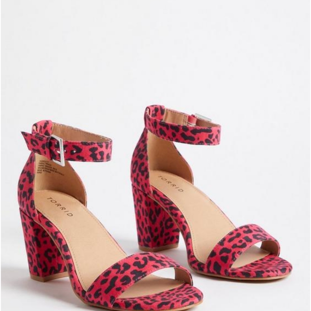 Torrid pink lepoard ankle strap heels